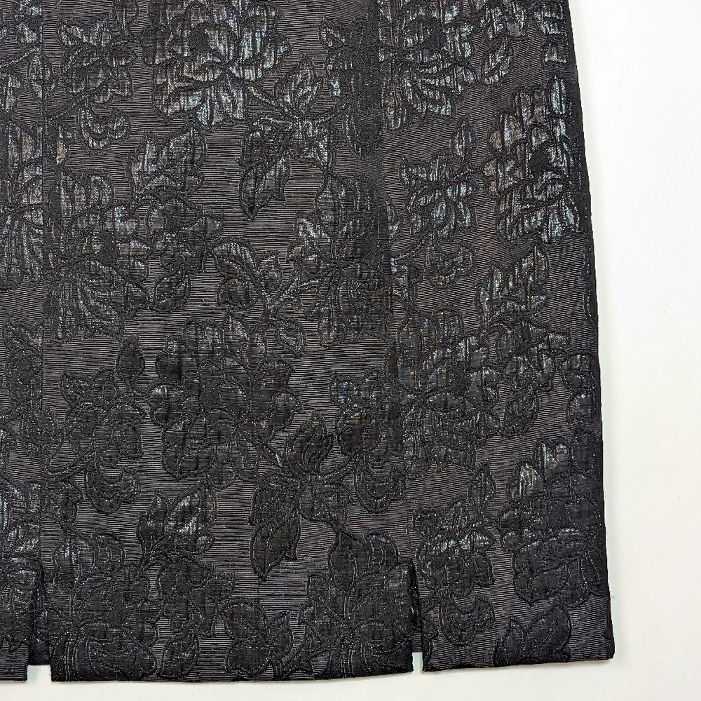 Vintage Black Floral Jacquard Square-Neck Dress - Picture 6 of 9